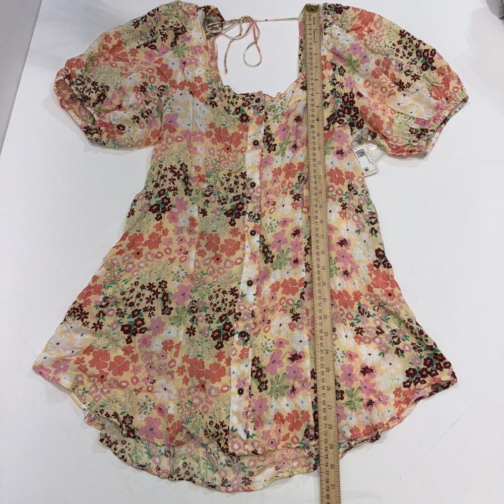 Free People Callie Floral‎ Fairy Boho Peasant Cottagecore Tunic Top Blouse Small - Picture 7 of 15